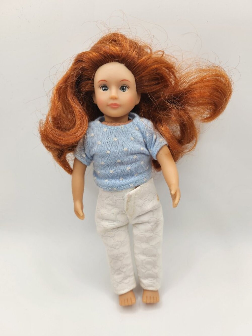 Lori by Battat 6" Mini Doll Saffron Red Hair Blue Eyes Polka Dot Top Lace Pants